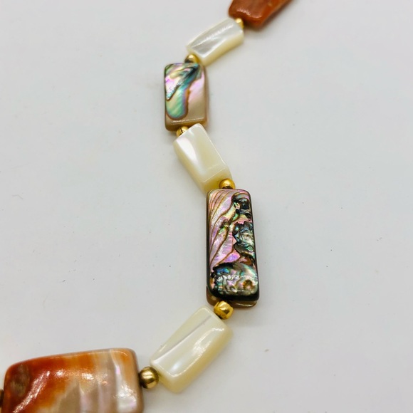 Antique Abalone Mother Of Pearl Necklace - Picture 9 of 17